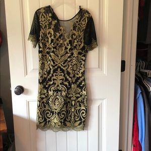 Gold sheer and lined dress